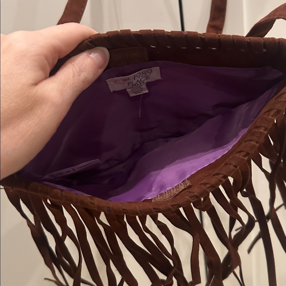 EUC Girls TCP The Children’s Place Brown Suede Fringe Bag Boho Western Purse - Picture 7 of 7
